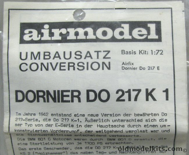 Airmodel 1/72 Dornier Do-217 K-1 Conversion plastic model kit